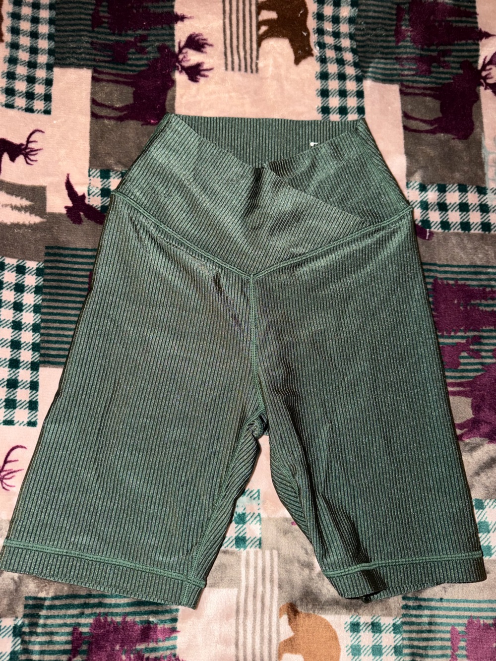 aerie Green Ribbed Bike Shorts